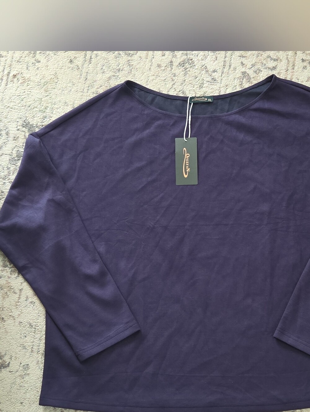 Ofeefan Top Shirt Size XXL Women's Navy Blue Long Sleeve NWT